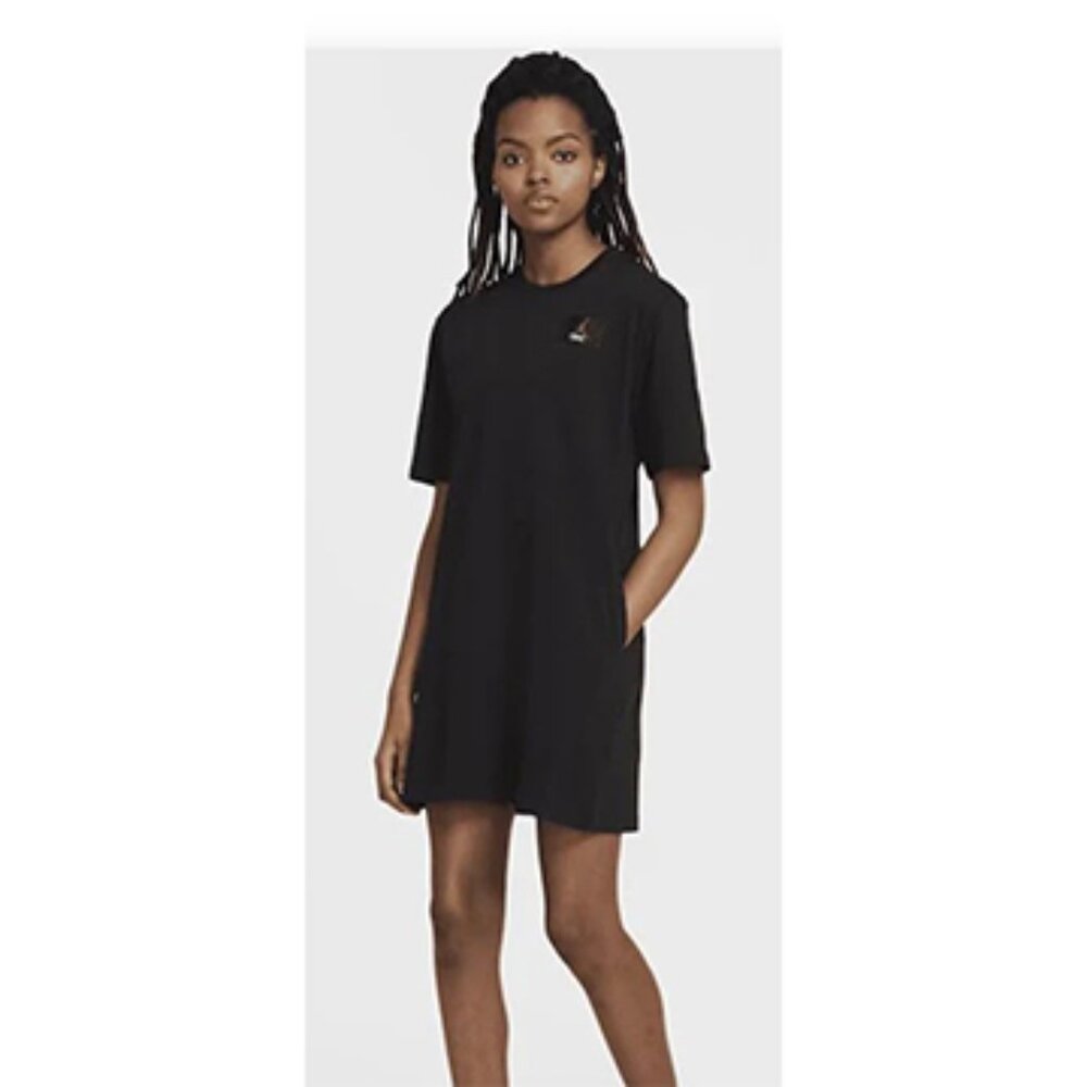 Nike Air Jordan Essentials T-Shirt Dress Womens Large Black Flight With Pockets